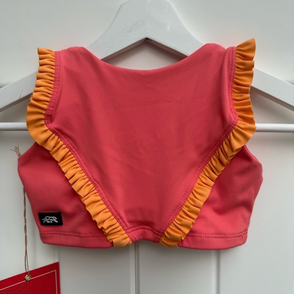 NWT Tiger Friday Dancewear Faye Reversible Crop Top Size Various Color Papaya - Picture 3 of 12